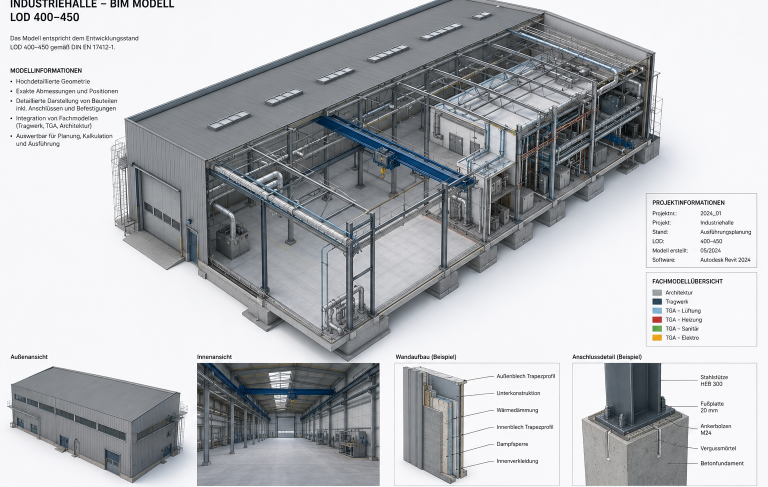 3D Modell einer Industriehalle
